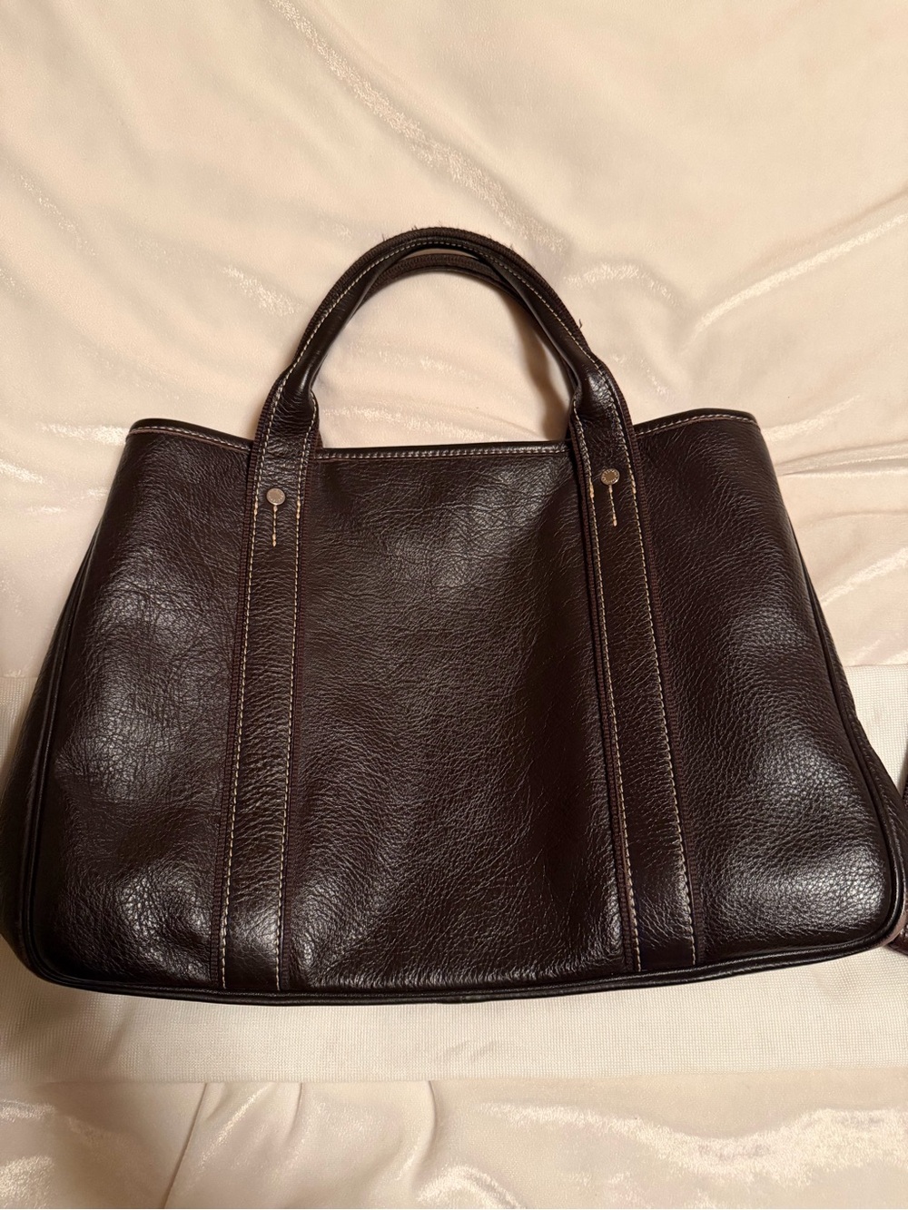 Authentic Longchamp Brown genuine Leather Tote, logo - Picture 5 of 14